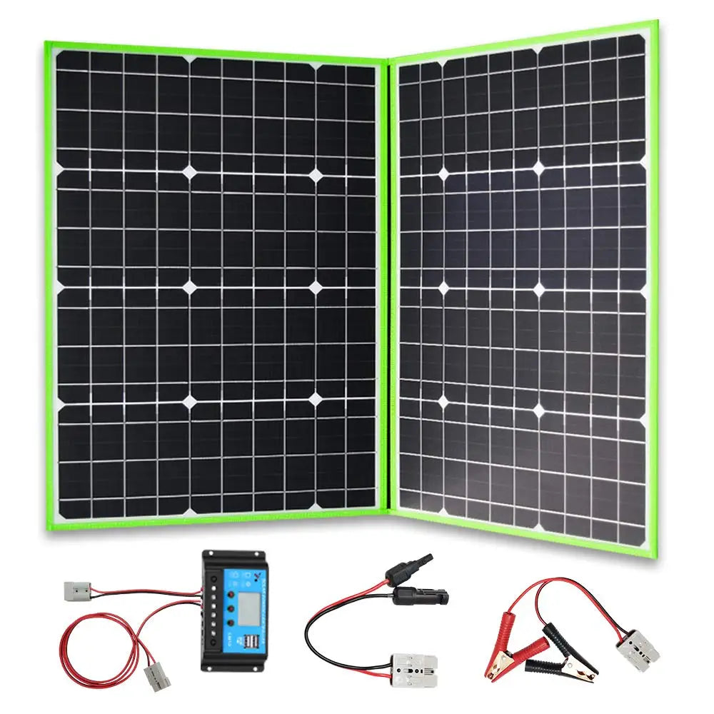 Dokio 200W(2Pcs x100W) Foldable Solar Panel +20A 12V Charge Controller folding solar panel Cell/System Charger Kit Complete