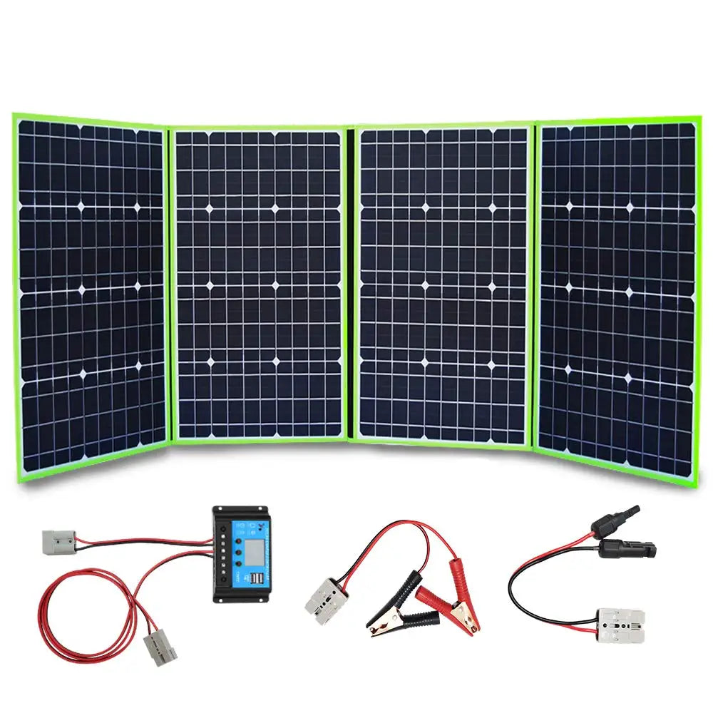 Dokio 200W(2Pcs x100W) Foldable Solar Panel +20A 12V Charge Controller folding solar panel Cell/System Charger Kit Complete