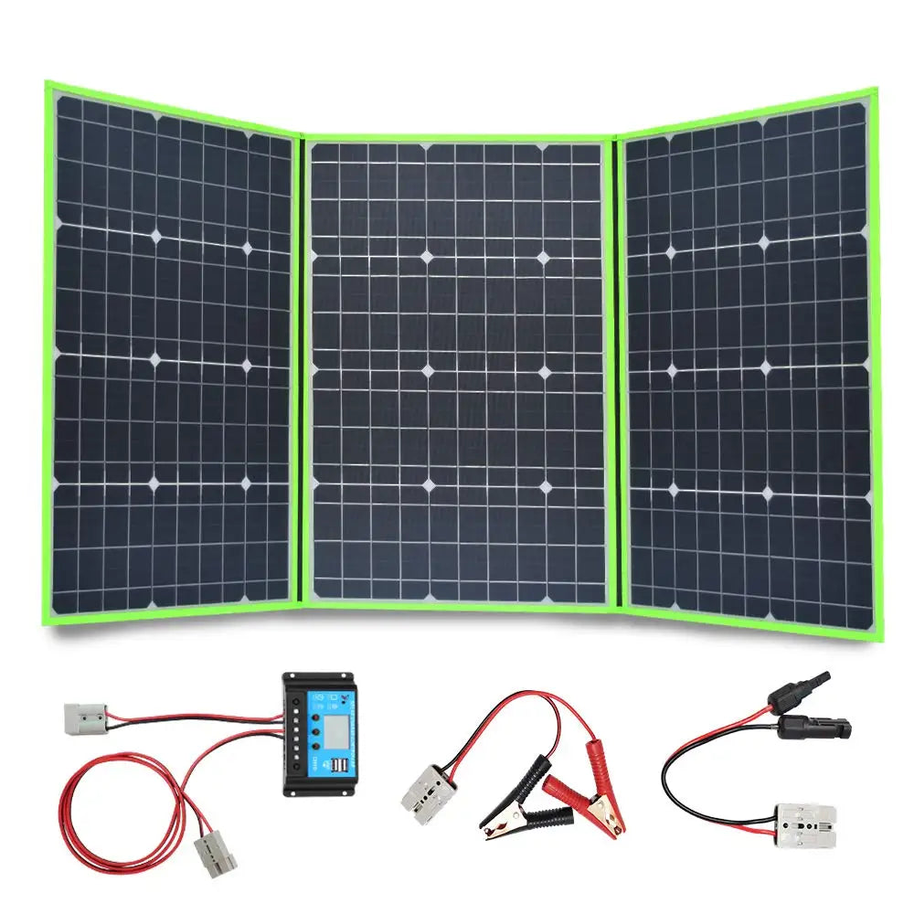 Dokio 200W(2Pcs x100W) Foldable Solar Panel +20A 12V Charge Controller folding solar panel Cell/System Charger Kit Complete