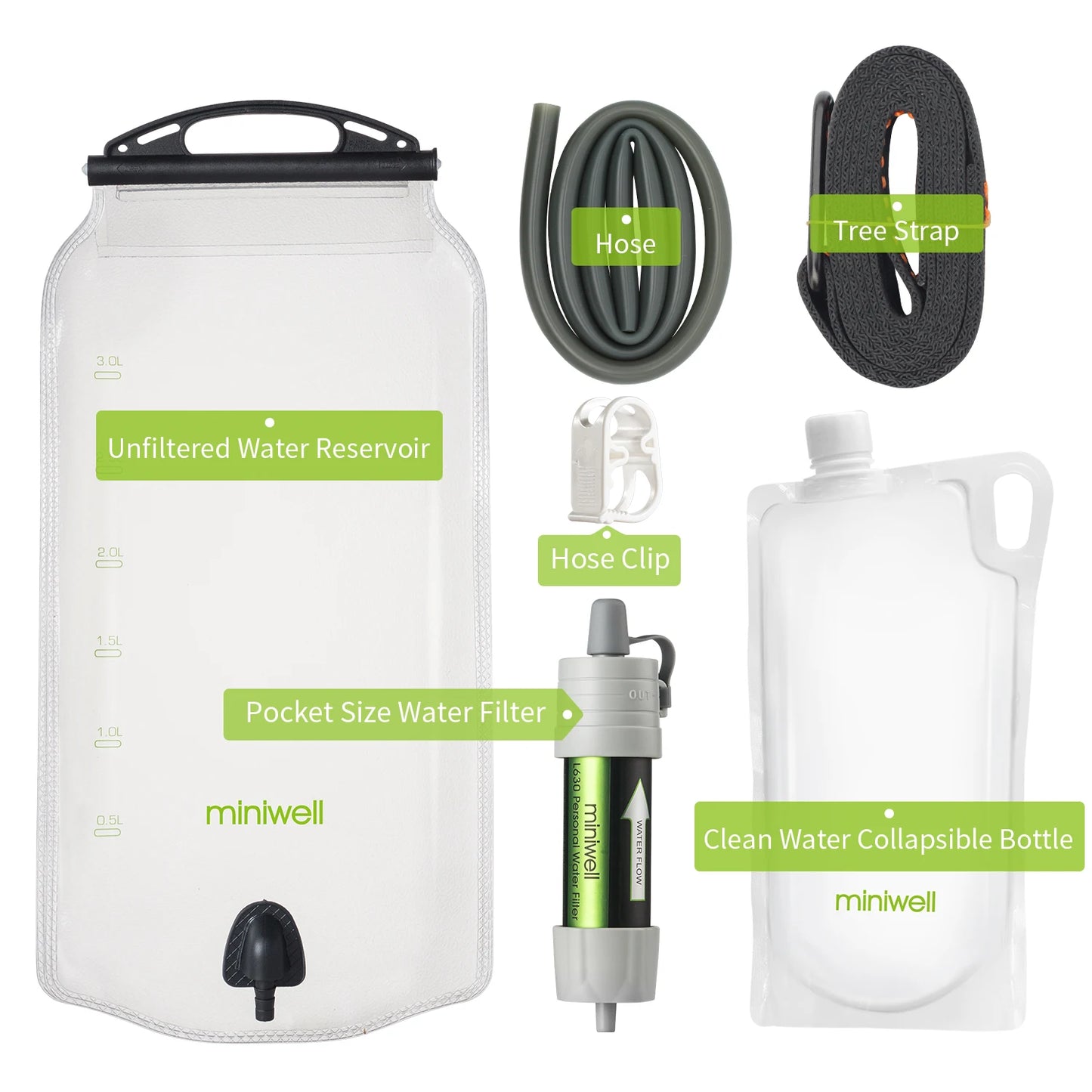miniwell water purifier water straw filter survival emergency kit