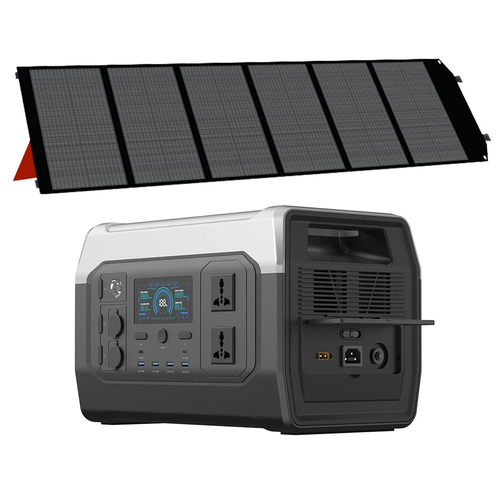 1800W 1600W Portable Power Station 1024Wh Pure Sinve Wave Lifepo4 Battery With 200W Solar Panel Energy Storage Supply Camping