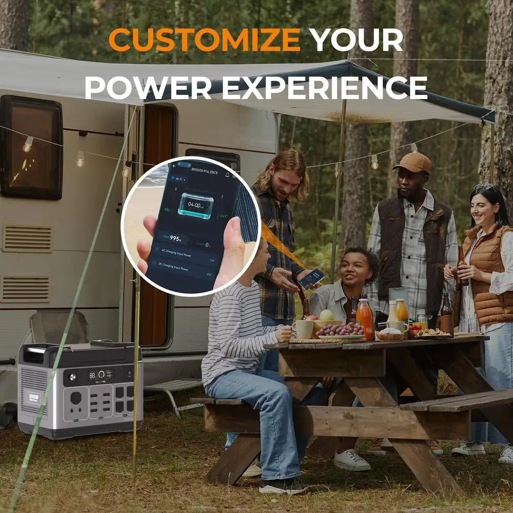 High Capacity Solar Generator 2048Wh/2400W Fast Charging 1800W Smart Control LiFePO4 Battery Portable Power Station