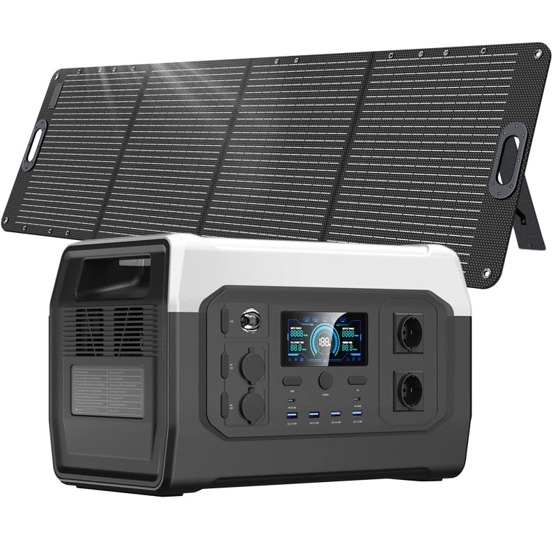 1800W 1600W Portable Power Station 1024Wh Pure Sinve Wave Lifepo4 Battery With 200W Solar Panel Energy Storage Supply Camping