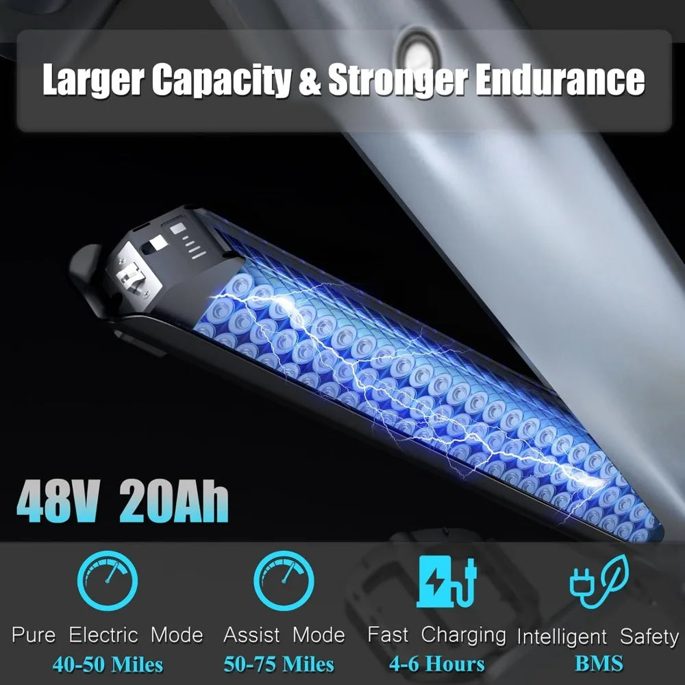 AMYET EB26 Electric Bike for Adults 1000W Electric Bicycle 48V 15AH E Bike 26" Fat Tire Mountain 31mph Dual Shock Absorber Ebike