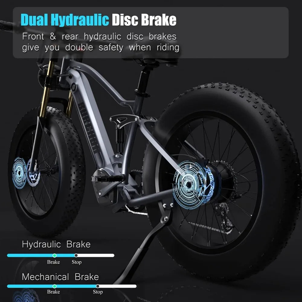 AMYET EB26 Electric Bike for Adults 1000W Electric Bicycle 48V 15AH E Bike 26" Fat Tire Mountain 31mph Dual Shock Absorber Ebike