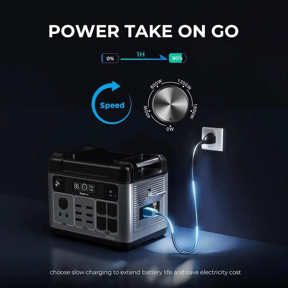 High Capacity Solar Generator 2048Wh/2400W Fast Charging 1800W Smart Control LiFePO4 Battery Portable Power Station