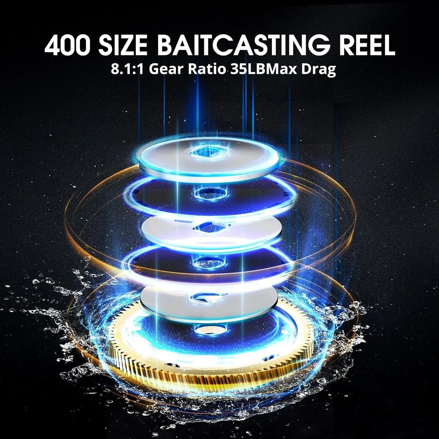 Alijoz 400 Baitcaster Fishing Reel 38Lbs Max Drag Aluminum Alloy Frame Reel Available in 6.6:1 Gear Ratio Right