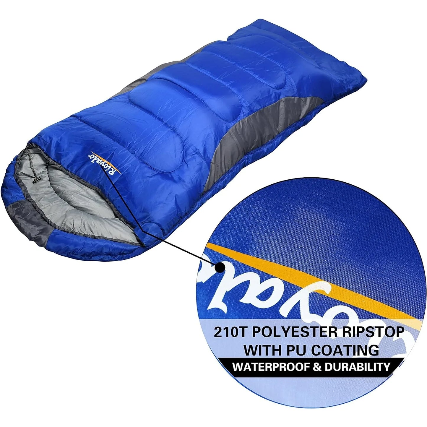 0 Degree Winter Sleeping Bags for Adults Camping (450GSM) - Temp Range (5F–32F)