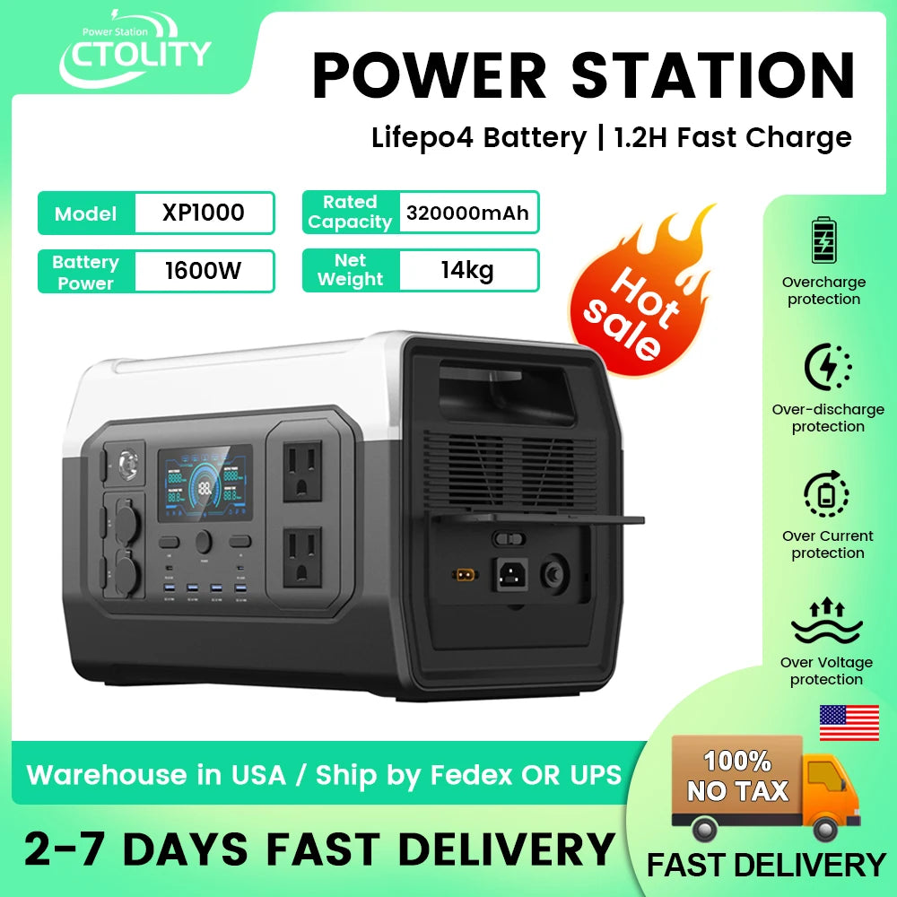 2600W Portable Powerstation 200W Solar Panel 2000W 640000mAh Lifepo4 Battery PowerBank Backup Electric Generator Supply Camping