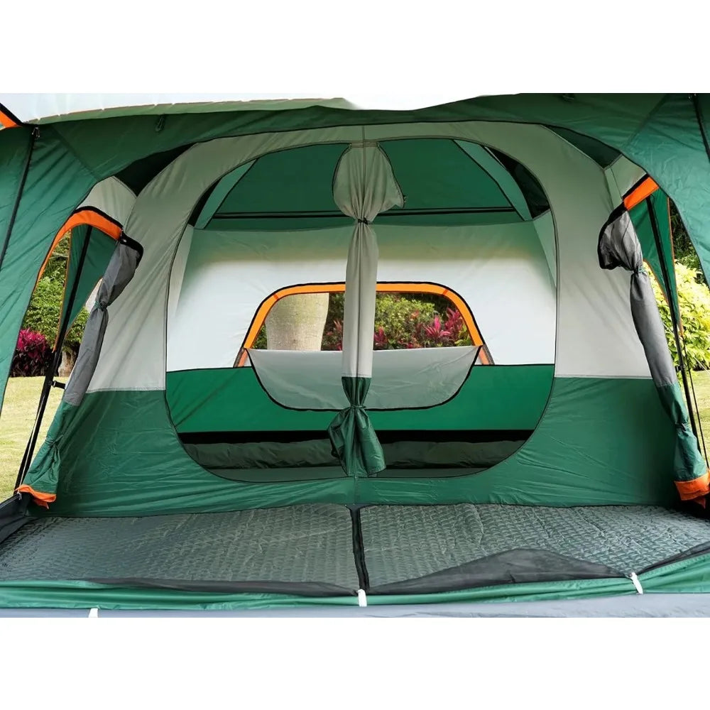 12 Person ,Family Cabin Tents,2 Rooms Straight Wall,3 Doors