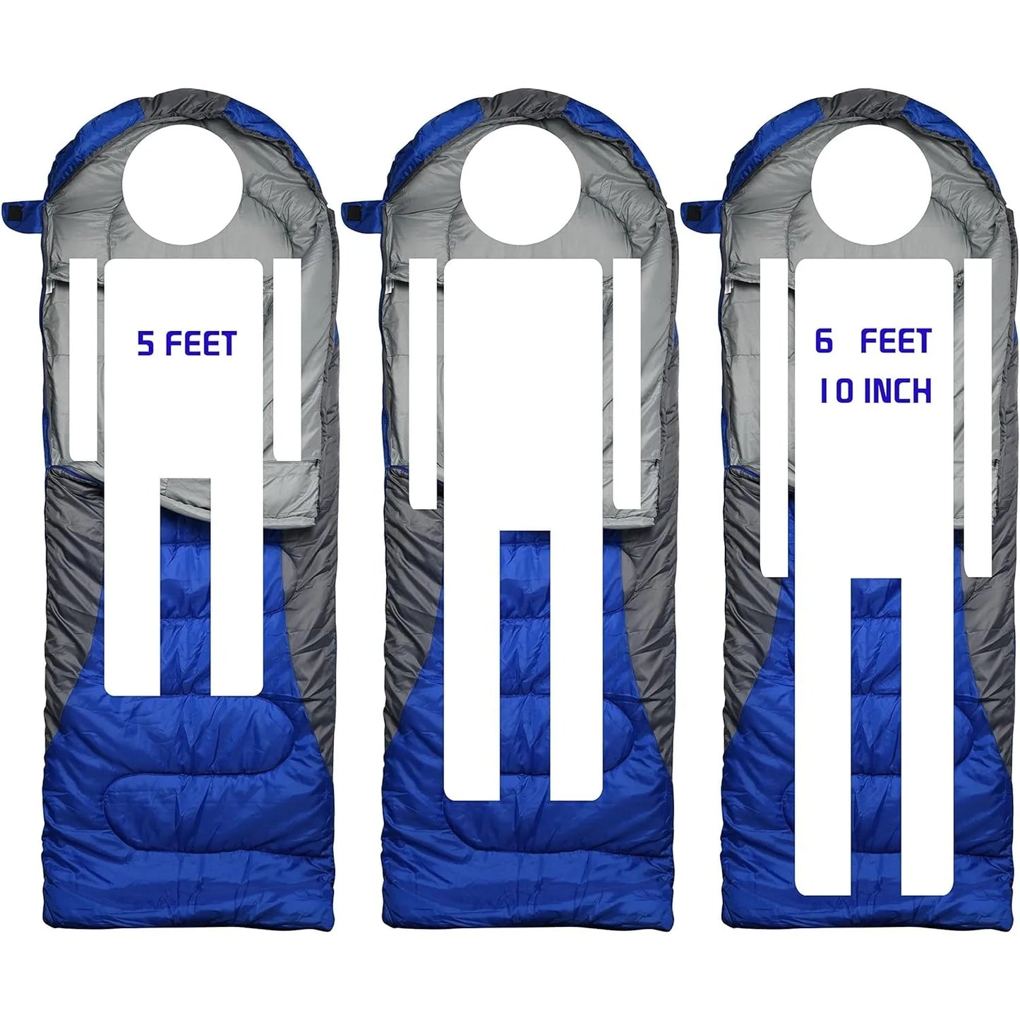 0 Degree Winter Sleeping Bags for Adults Camping (450GSM) - Temp Range (5F–32F)