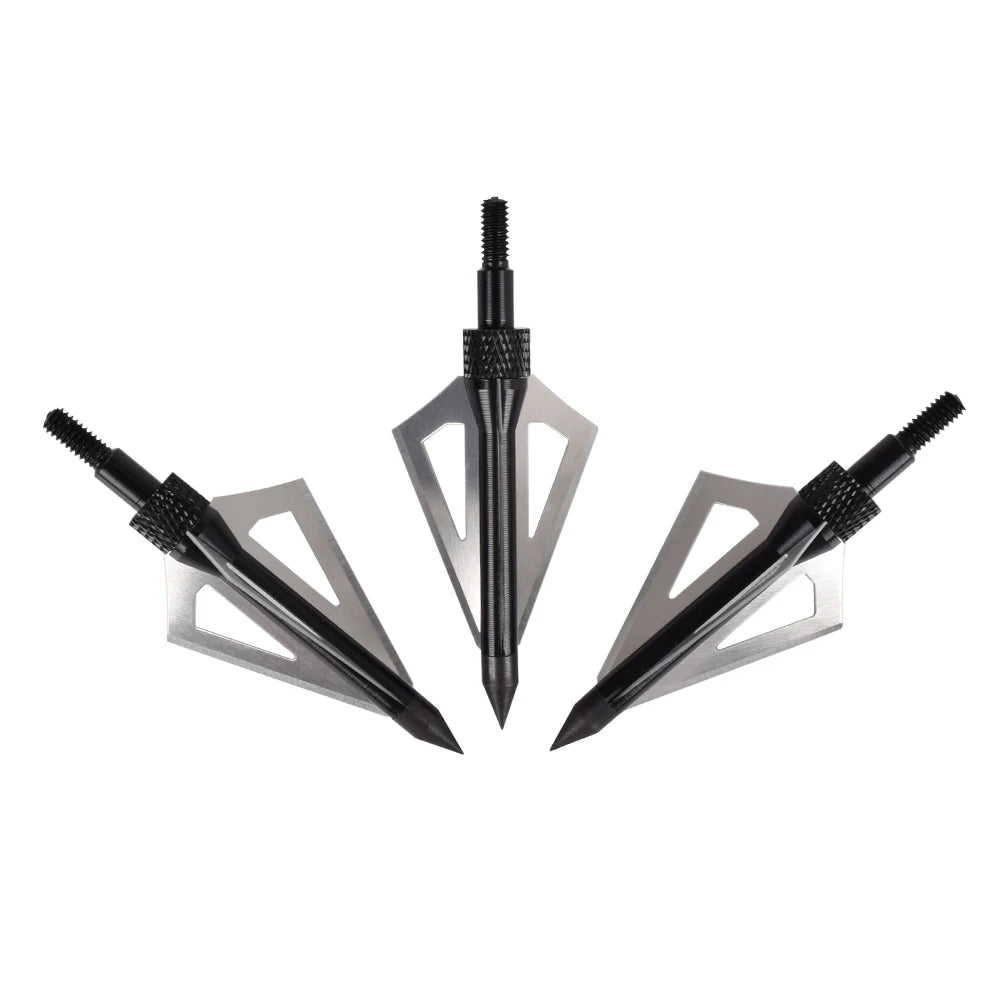 12Pcs 100 Grain Broadhead Black 3 Blades Beast Hunting fit Carbon Arrow Bolt Screw Arrow Head Archery Bow Crossbow USA