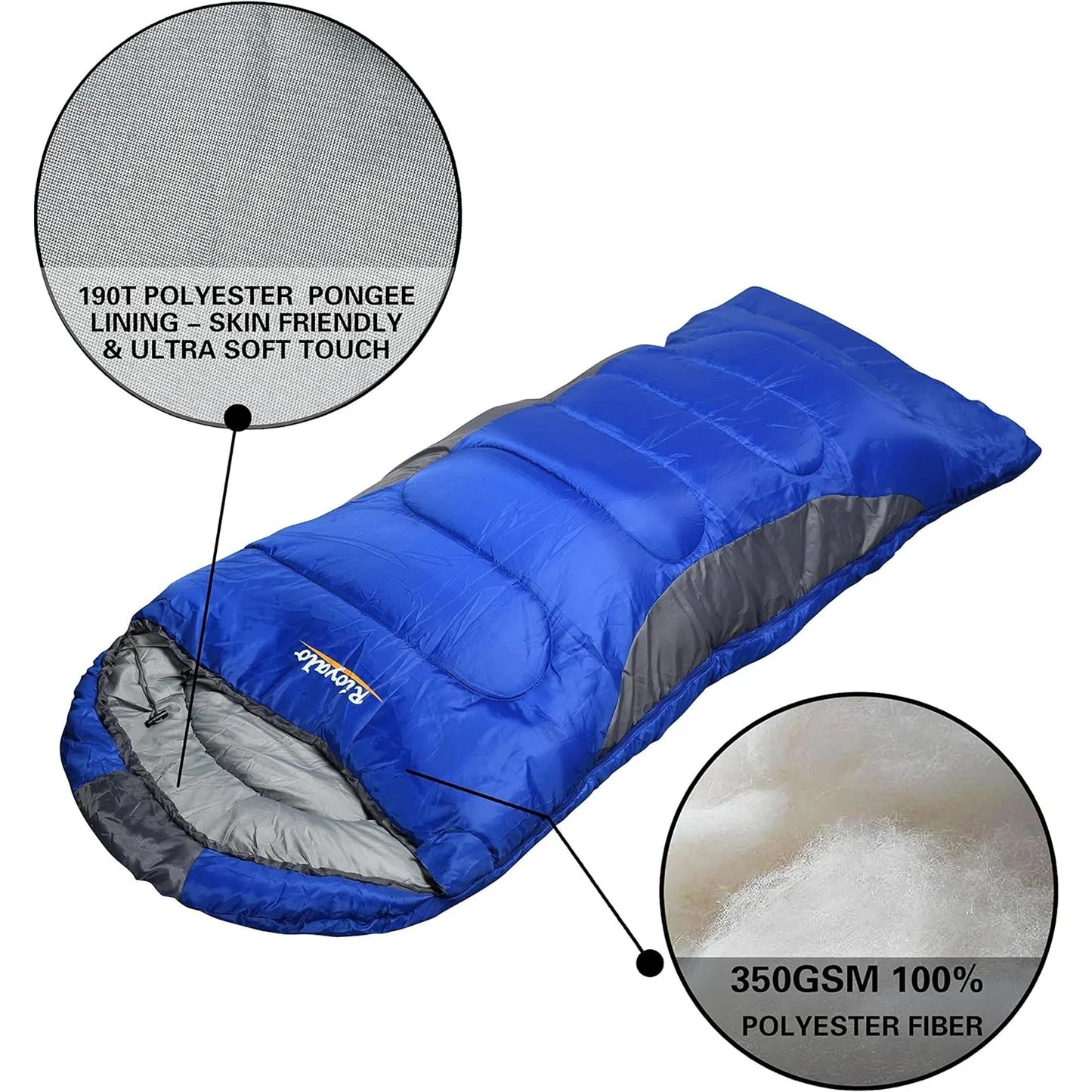 0 Degree Winter Sleeping Bags for Adults Camping (450GSM) - Temp Range (5F–32F)