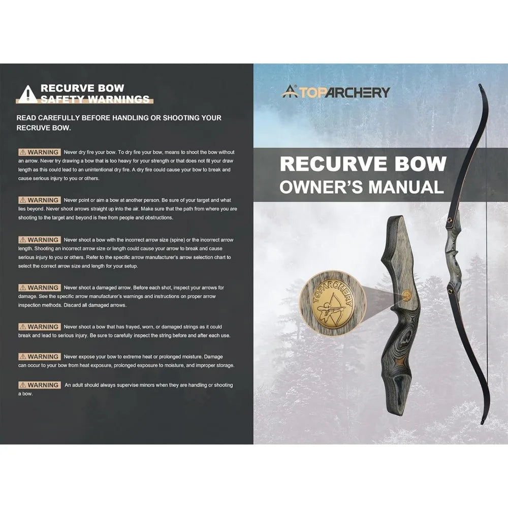 60'' Archery Recurve Bow Takedown Bow Hunting Bow and Arrow Set Adult Target Practice Competition Survival Longbow Right