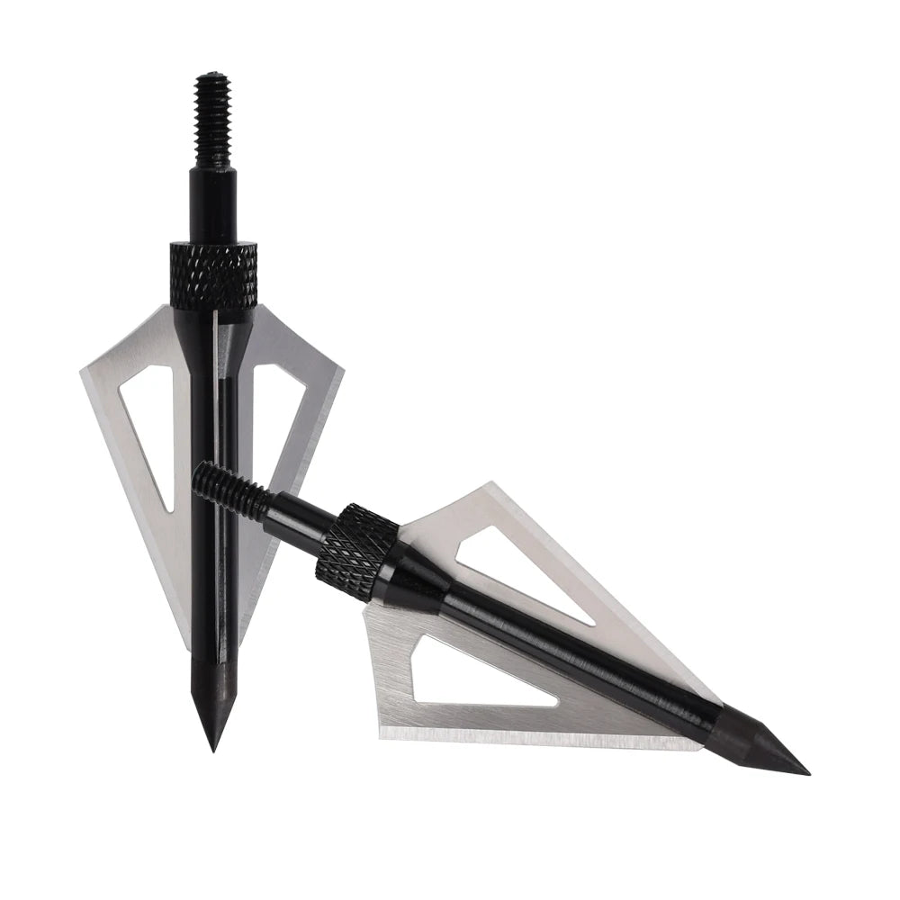 12Pcs 100 Grain Broadhead Black 3 Blades Beast Hunting fit Carbon Arrow Bolt Screw Arrow Head Archery Bow Crossbow USA