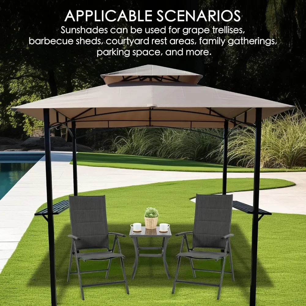 10' X 12' Hardtop Gazebo Canopy,with Netting And Curtains Outdoor Permanent Metal Pavilion