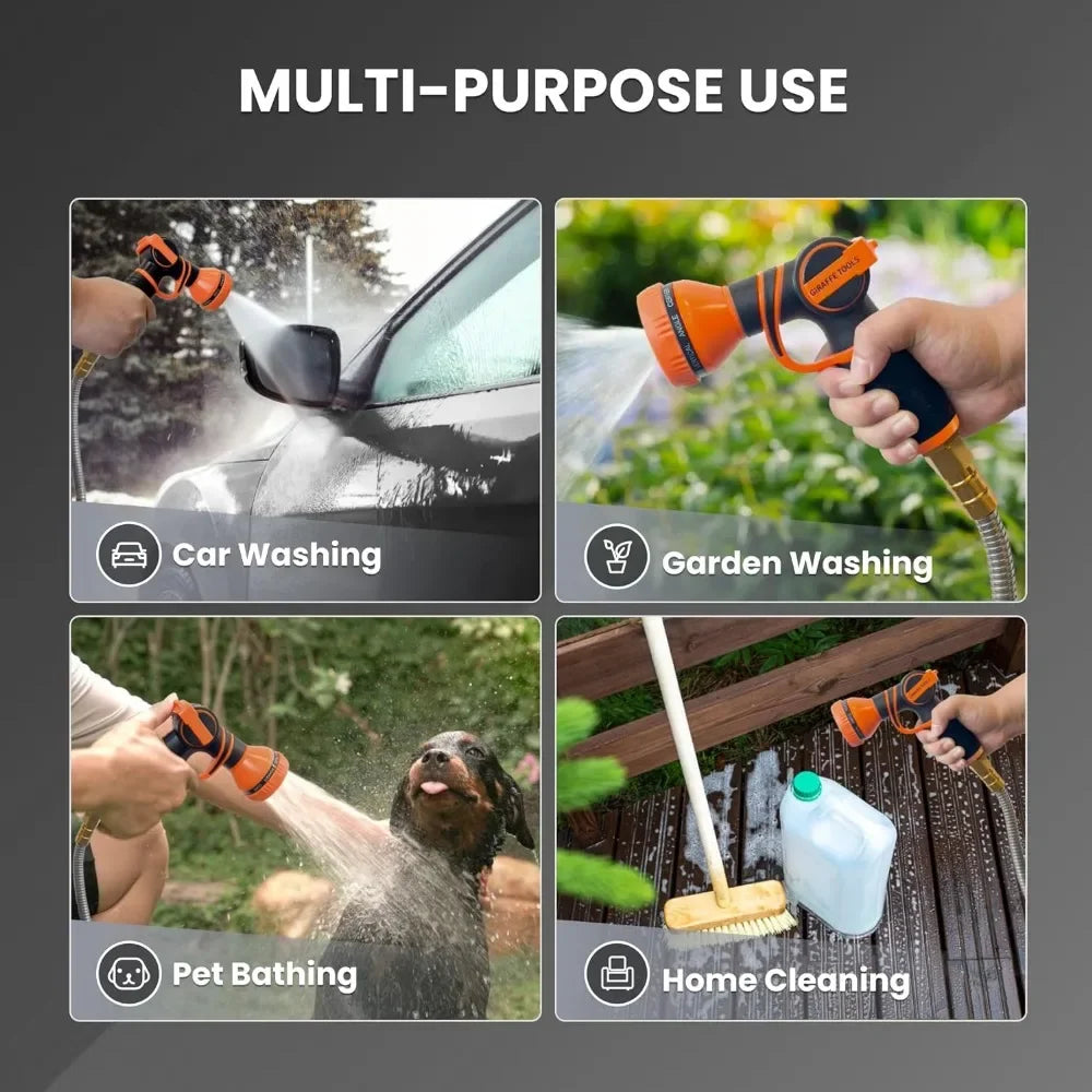 Garden Hose 50ft X 5/8", 304 Stainless Steel Metal Water Hose, No Kink Garden Water Hoses with Aluminum Fittings, Garden Hose