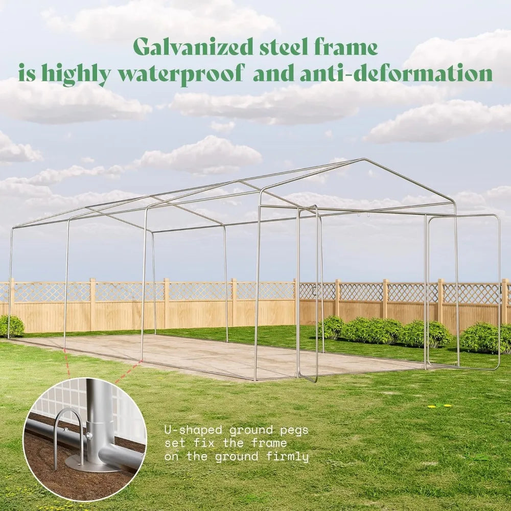 30x10x8.5 FT Tunnel Greenhouse, Upgrade Patchwork Frame Design, Greenhouse with Double Hinged Doors 6 Vents, Greenhouses