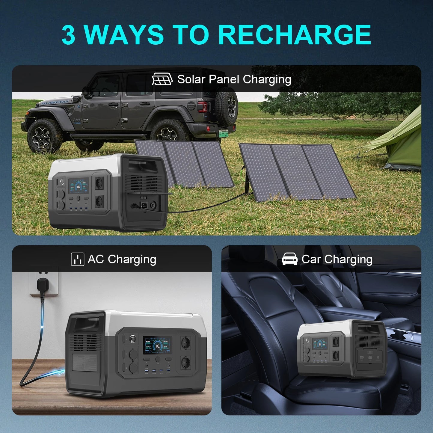 1800W 1600W Portable Power Station 1024Wh Pure Sinve Wave Lifepo4 Battery With 200W Solar Panel Energy Storage Supply Camping