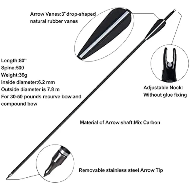60'' Archery Recurve Bow Takedown Bow Hunting Bow and Arrow Set Adult Target Practice Right Hand