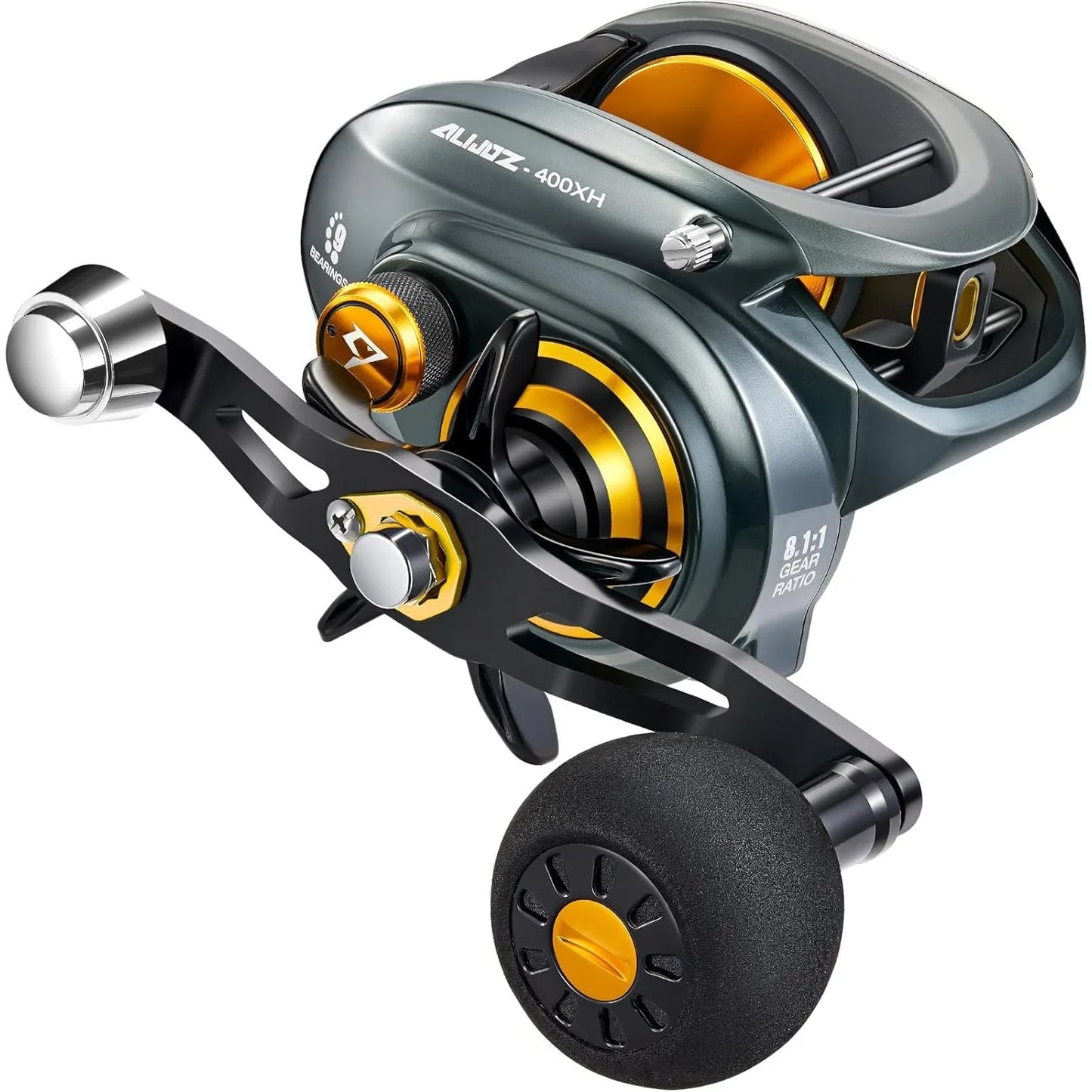 Alijoz 400 Baitcaster Fishing Reel 38Lbs Max Drag Aluminum Alloy Frame Reel Available in 6.6:1 Gear Ratio Right
