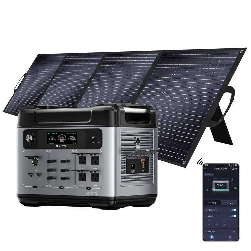 High Capacity Solar Generator 2048Wh/2400W Fast Charging 1800W Smart Control LiFePO4 Battery Portable Power Station