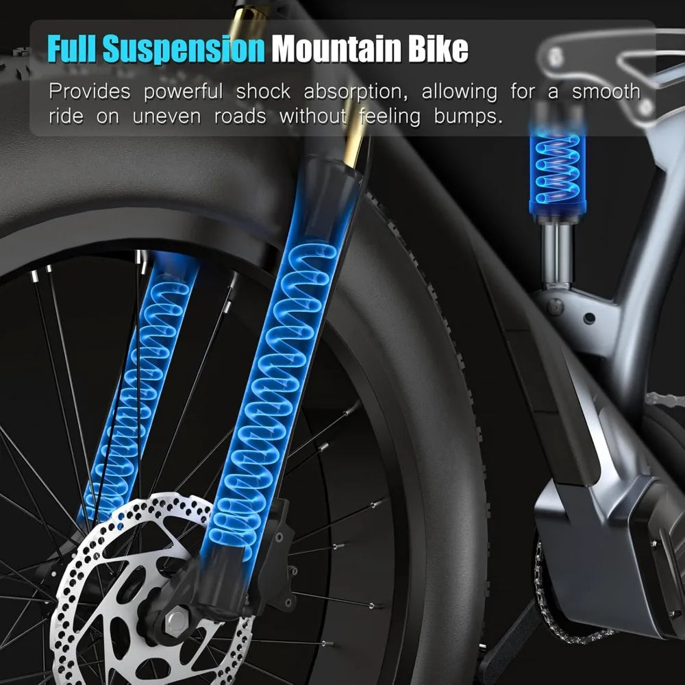 AMYET EB26 Electric Bike for Adults 1000W Electric Bicycle 48V 15AH E Bike 26" Fat Tire Mountain 31mph Dual Shock Absorber Ebike