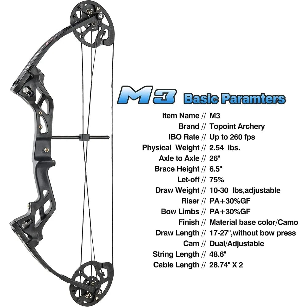 Archery Compound Bow, Compound Bow and Arrow for Youth, Beginner, Adults, Compound Bow Set with Archery Hunting Equipment