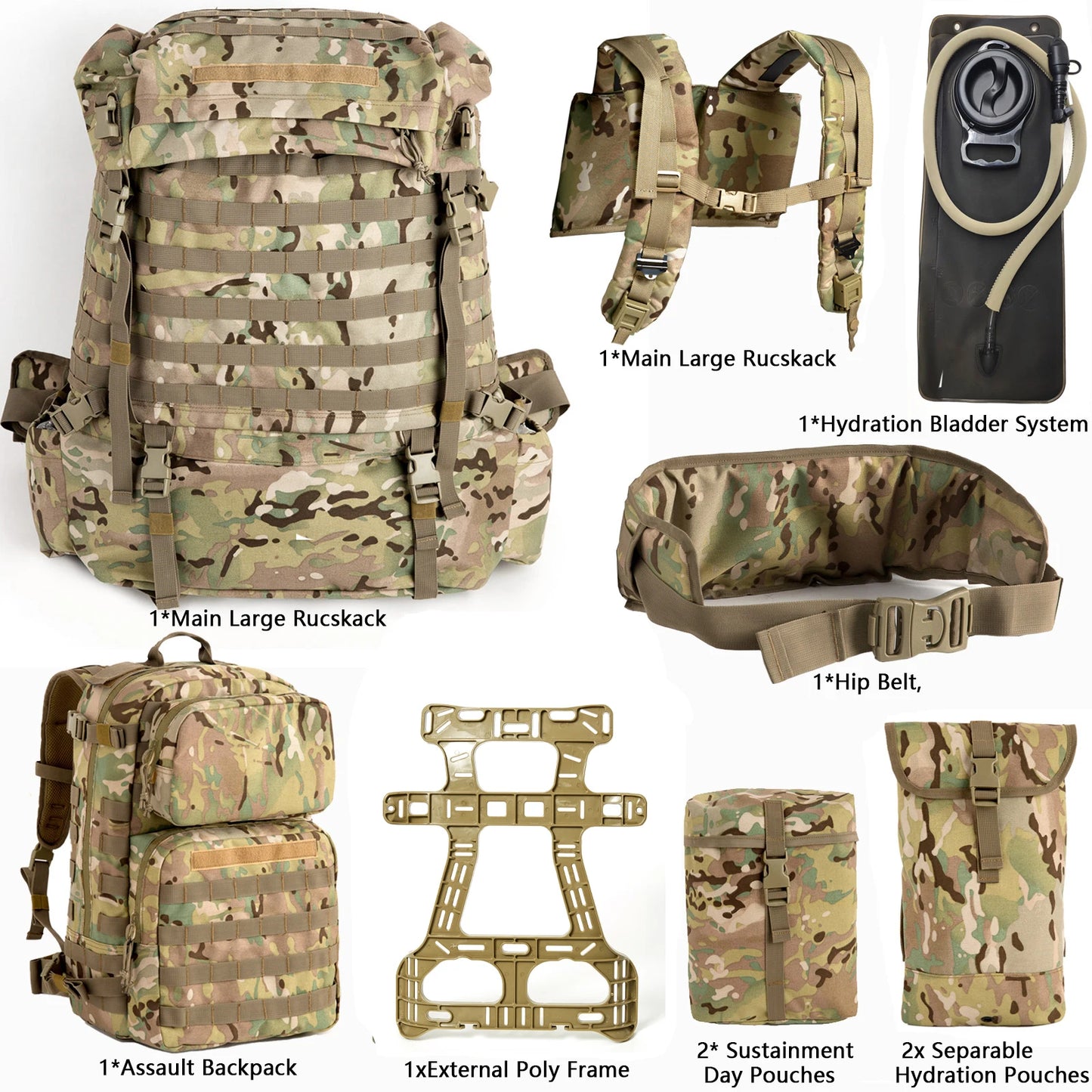 160L Large backpack MT Pack Tactical backpack Military FLIBE Frame Hip Belt Tactical Military Camping Equipment