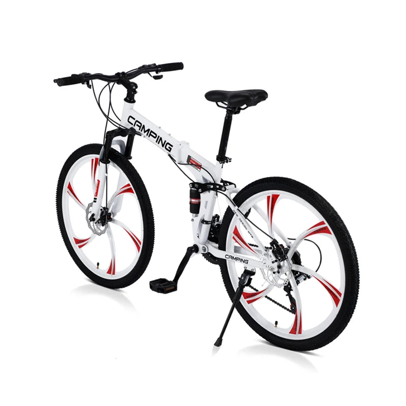 26 Inches Bicycle Mountain Bike Road Bike Foldable 21 Speeds Six-Wheel Cycling Suspension Bicycle For Outdoor Sports