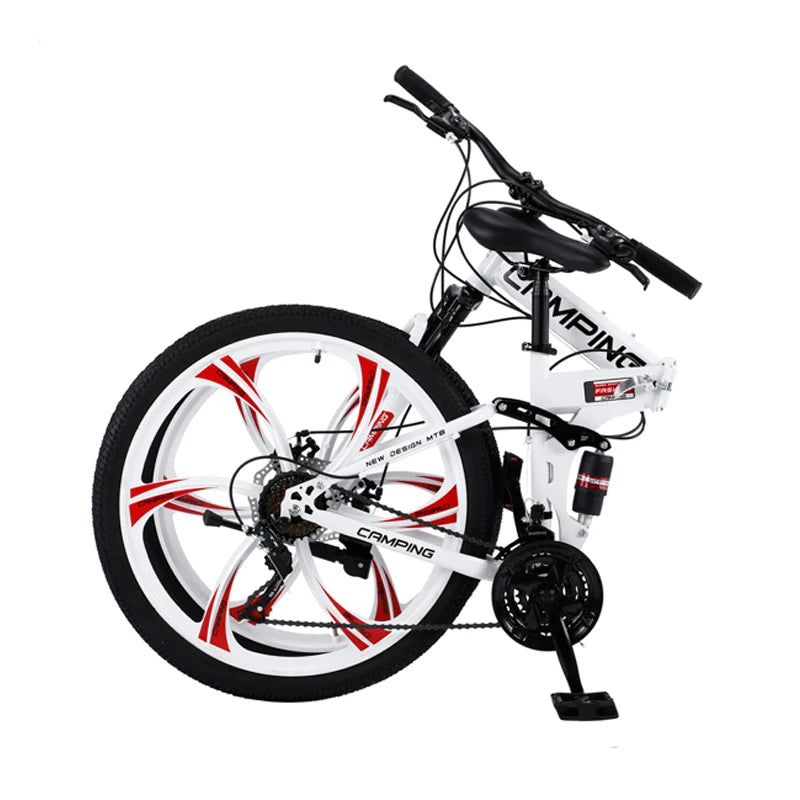 26 Inches Bicycle Mountain Bike Road Bike Foldable 21 Speeds Six-Wheel Cycling Suspension Bicycle For Outdoor Sports