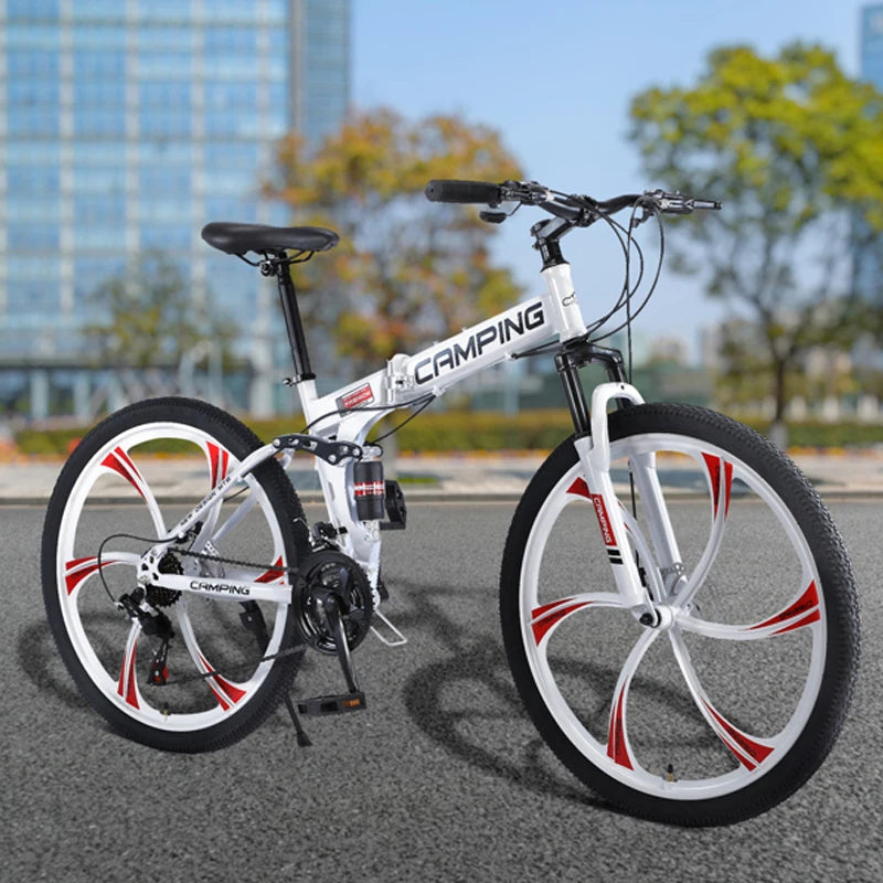 26 Inches Bicycle Mountain Bike Road Bike Foldable 21 Speeds Six-Wheel Cycling Suspension Bicycle For Outdoor Sports