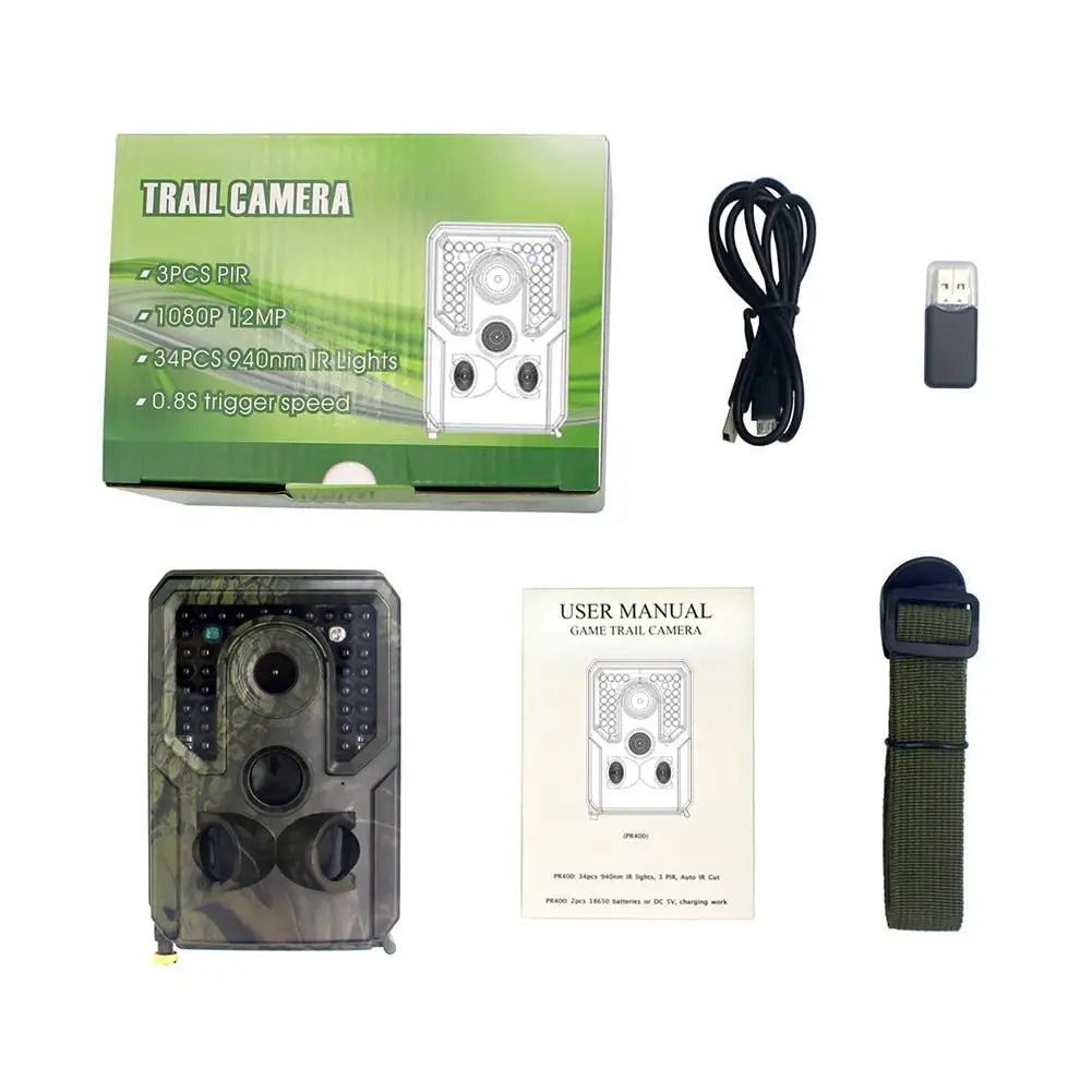 Outdoor Trail Camera 12MP 1080P HD IP56 Waterproof Game Wild Scouting Dash Cam  And Night Vision