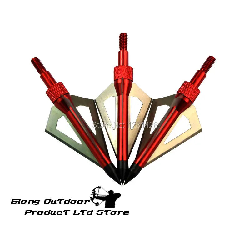 12X 100 Grain Broadheads Red Screw for Carbon Fiberglass Arrows