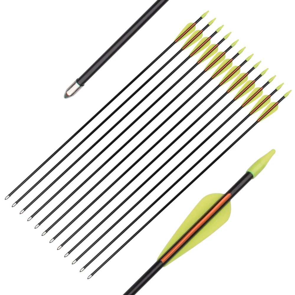 6/12pcs 30" Fiberglass Arrows Shaft Youth Arrows Target Shooting Safety Round Points Recurve Archery Bow