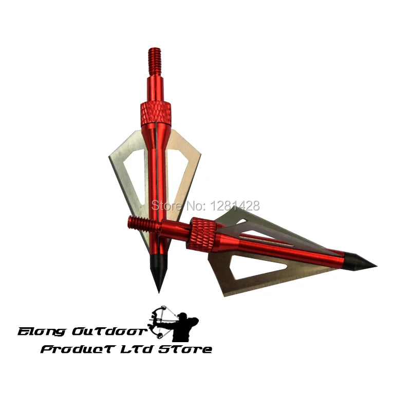 12X 100 Grain Broadheads Red Screw for Carbon Fiberglass Arrows