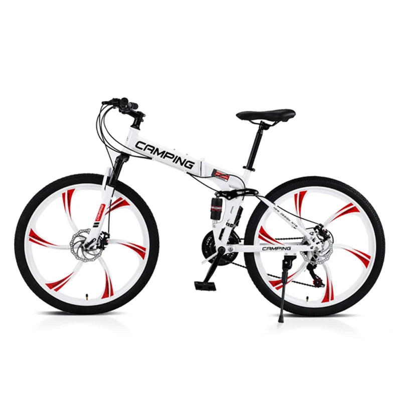 26 Inches Bicycle Mountain Bike Road Bike Foldable 21 Speeds Six-Wheel Cycling Suspension Bicycle For Outdoor Sports