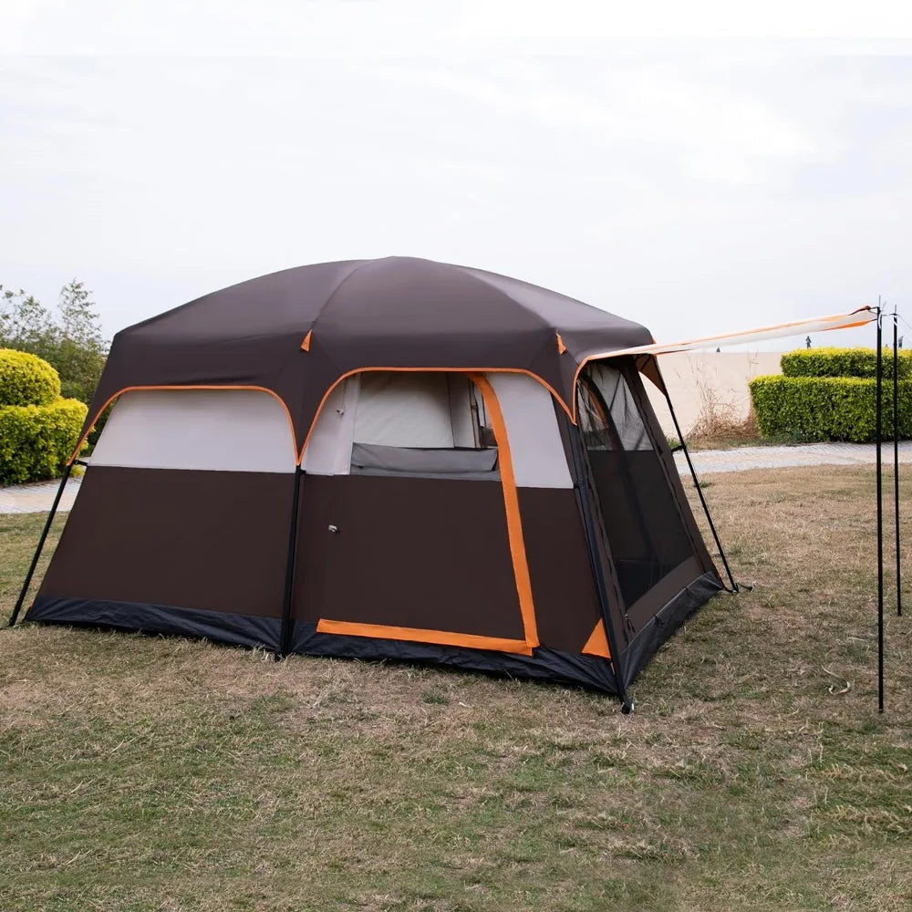 Large tent for 6 people, family cabin, straight wall, 3 doors 3 windows with net, waterproof,