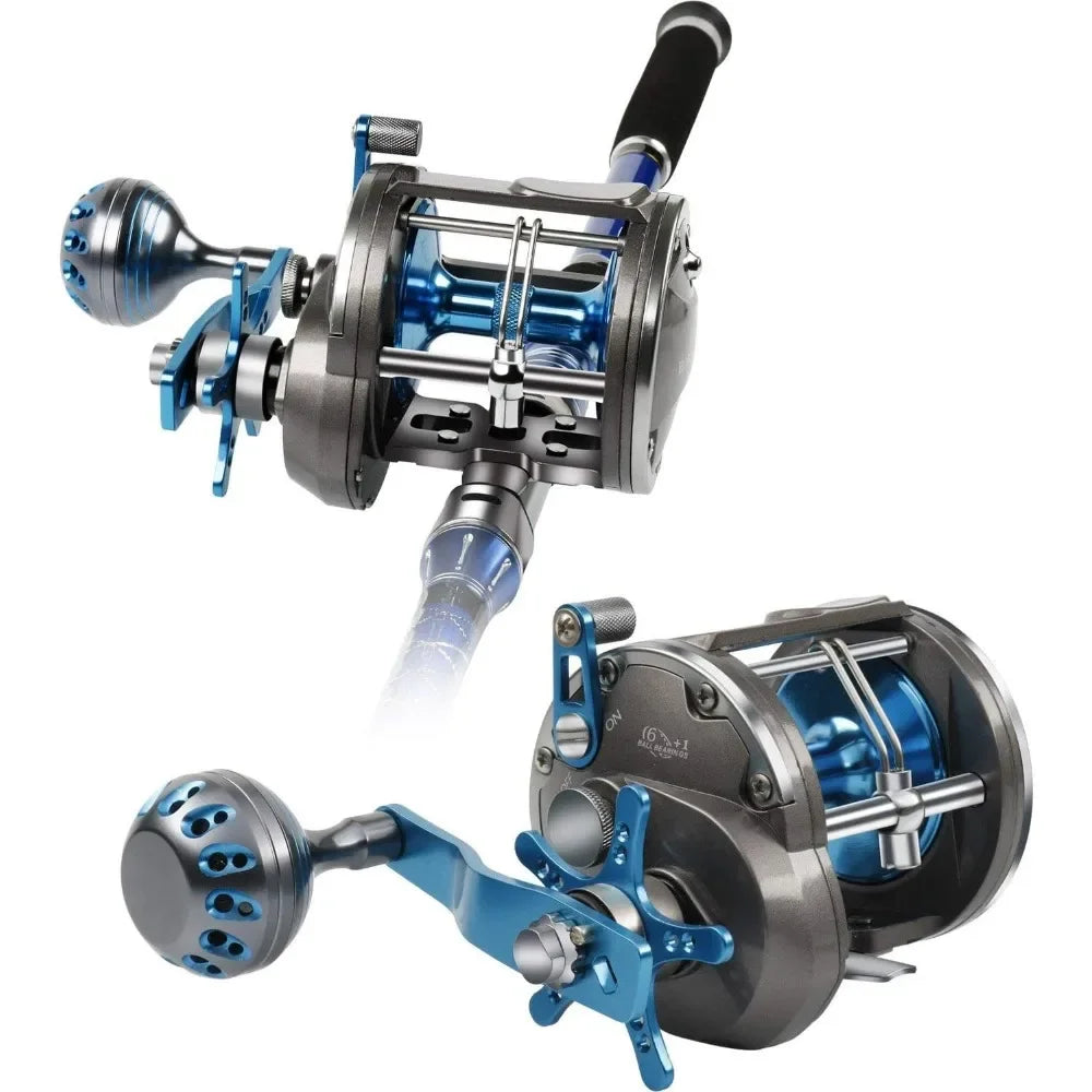 Trolling Reel Saltwater Level Wind Reels, Drag Reels Boat Fishing Ocean Fishing for Sea Bass Grouper Salmon