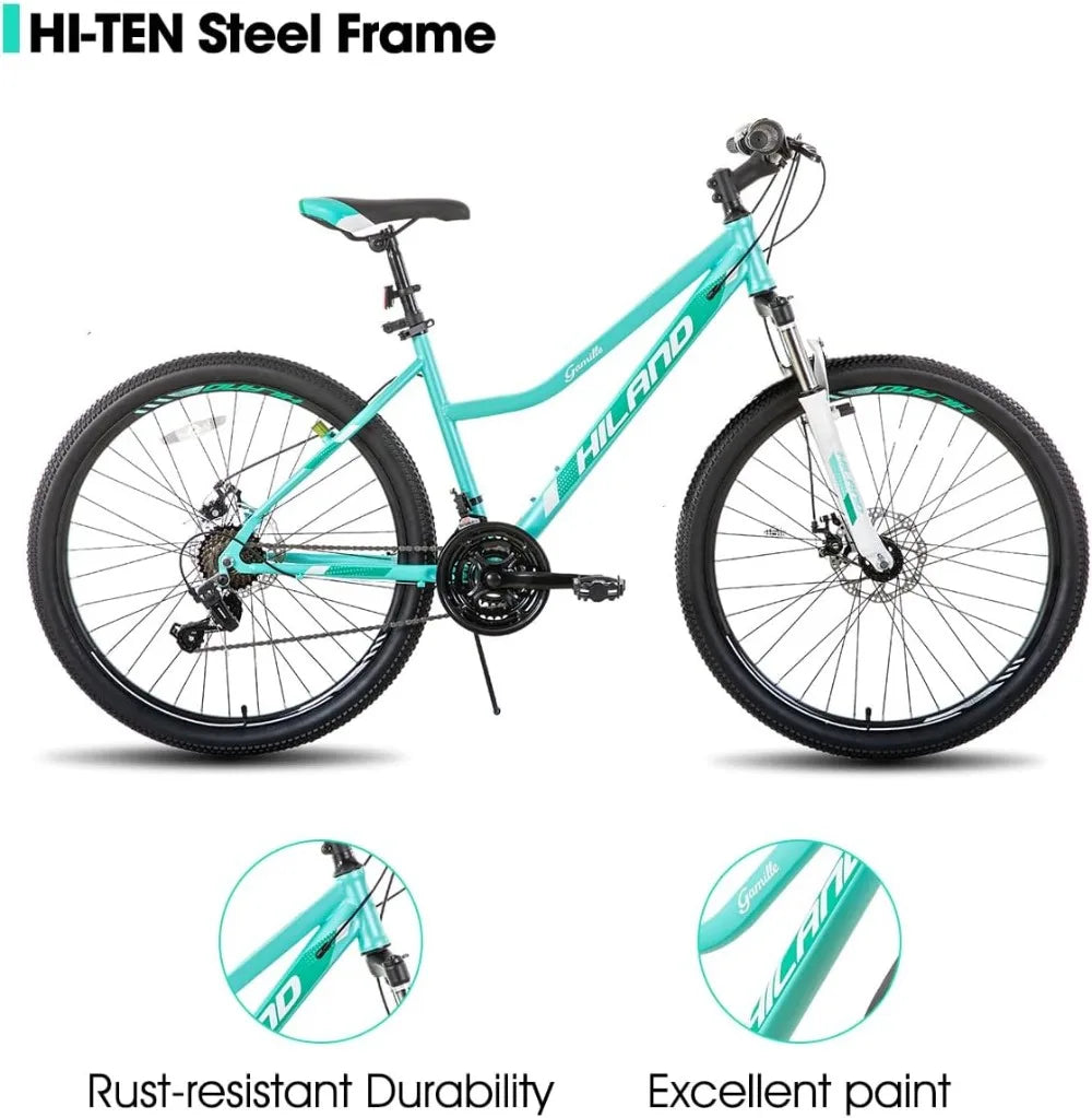 26 Inch Womens Mountain Bike,with Step-Through Frame, Shimano 21 Speeds, Suspension Fork