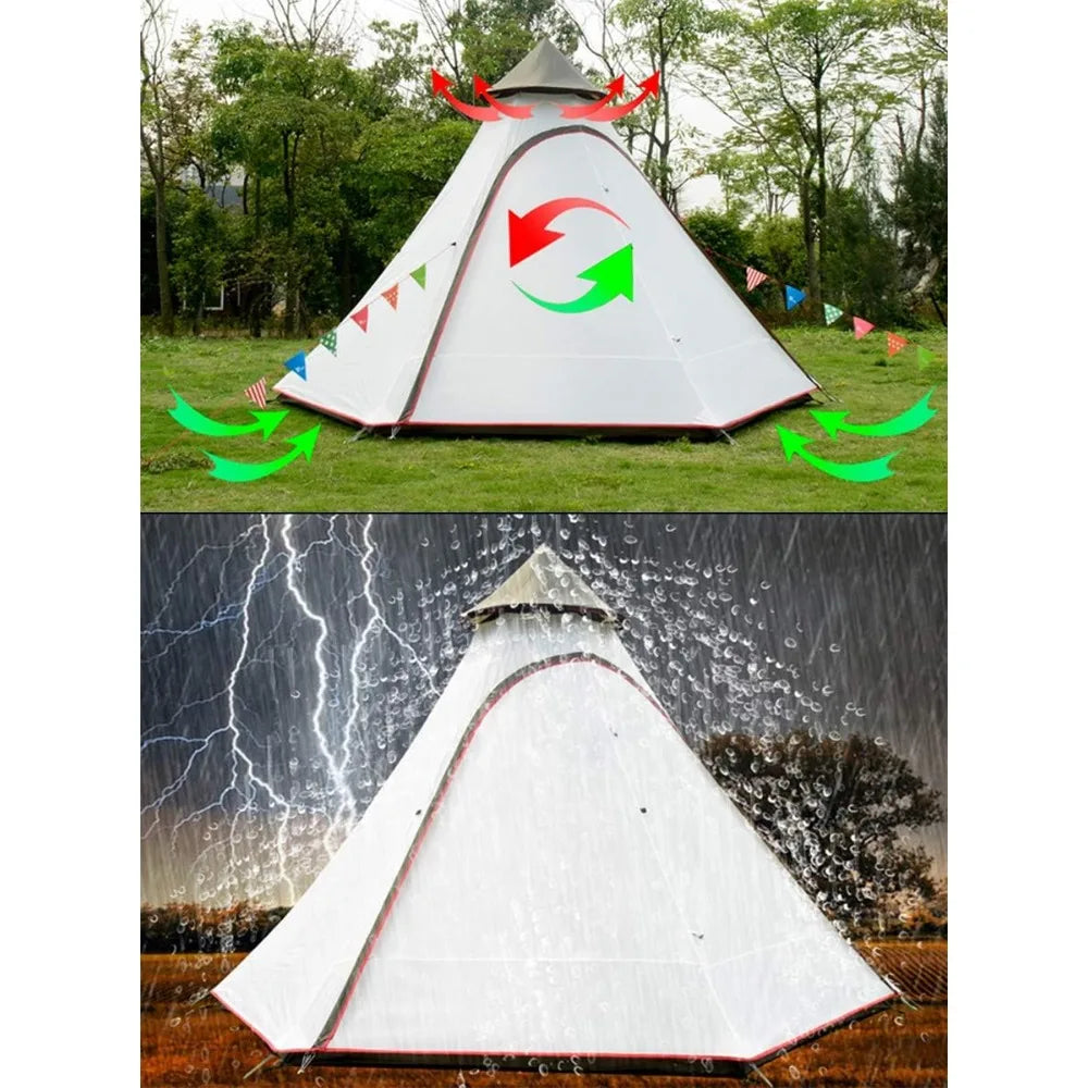 12'x10'x8'Dome Camping Tent 5-6 Person 4 Season Double Layers Waterproof Anti-UV Windproof Tent