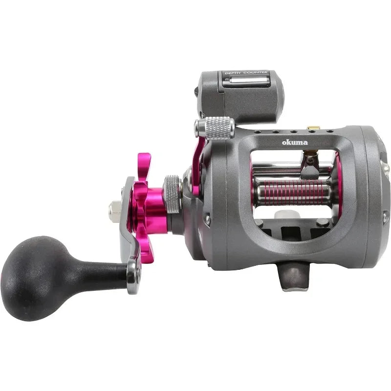 Okuma Coldwater Lightweight Graphite Round Trolling Reel Ladies Edition Cw-203d-le: 210yds-20lb, Right Hand