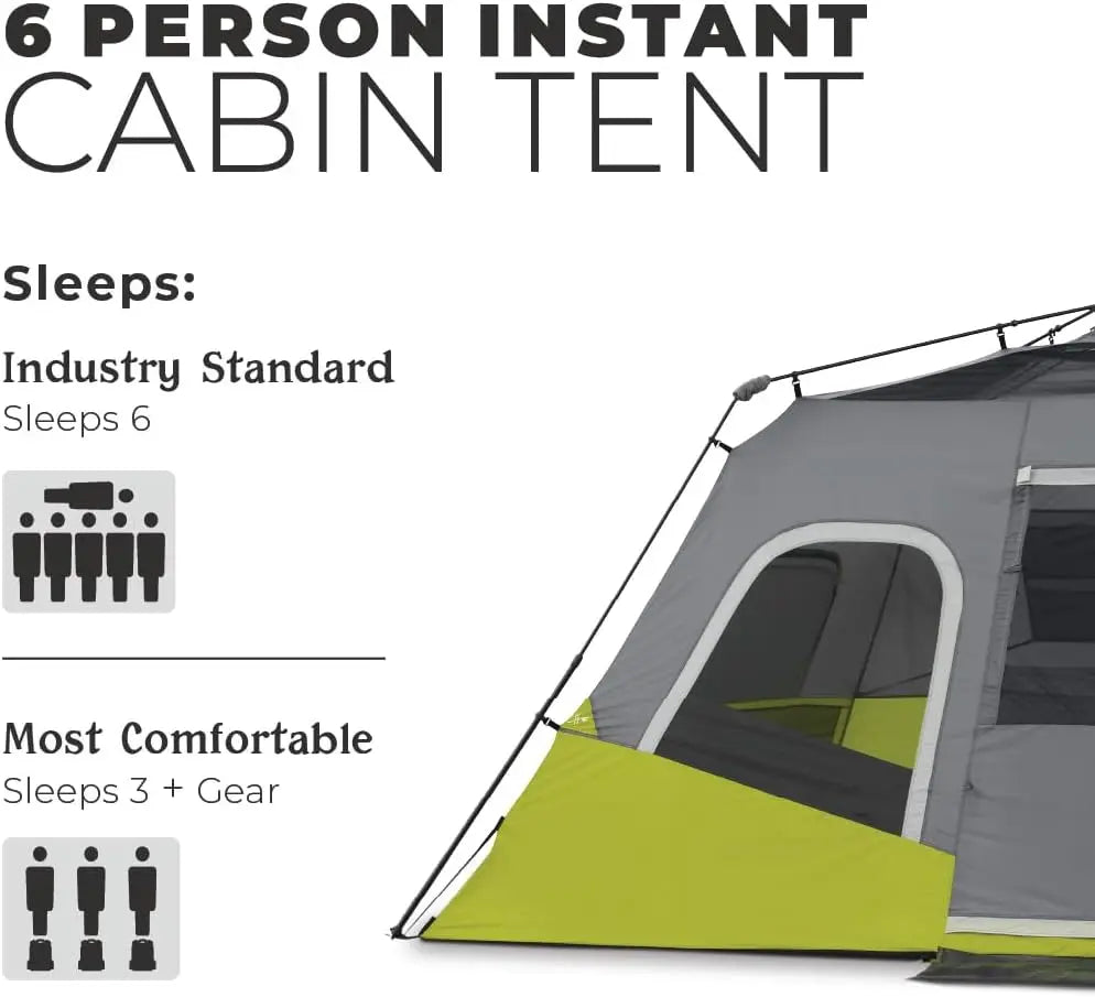 Camping Tent for 6 Person, Easy 60 Second Camp Setup, Included Hanging Organizer for Camp Accessories, Family Camping Tent