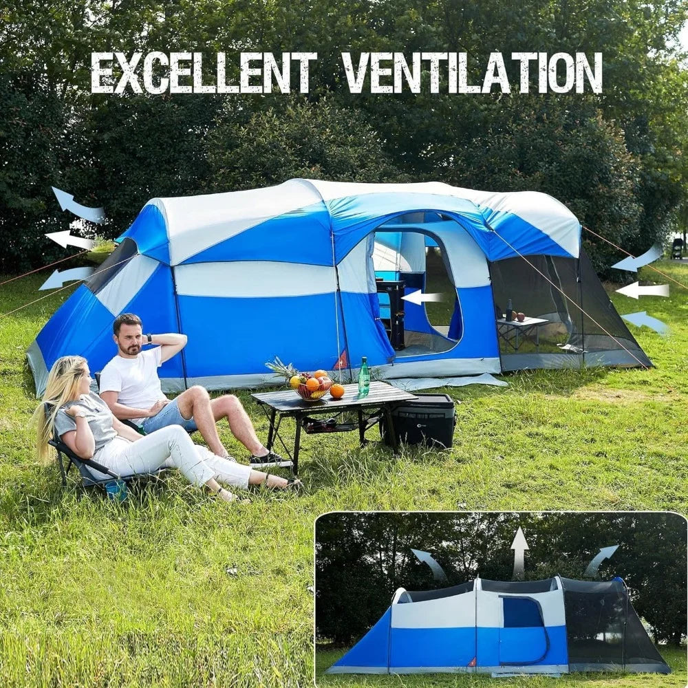 6 Person Family Camping Tent with Room, Water Resistant Big Tunnel Tent with Rainfly,  Family Tent for Outdoor Camping  Tents