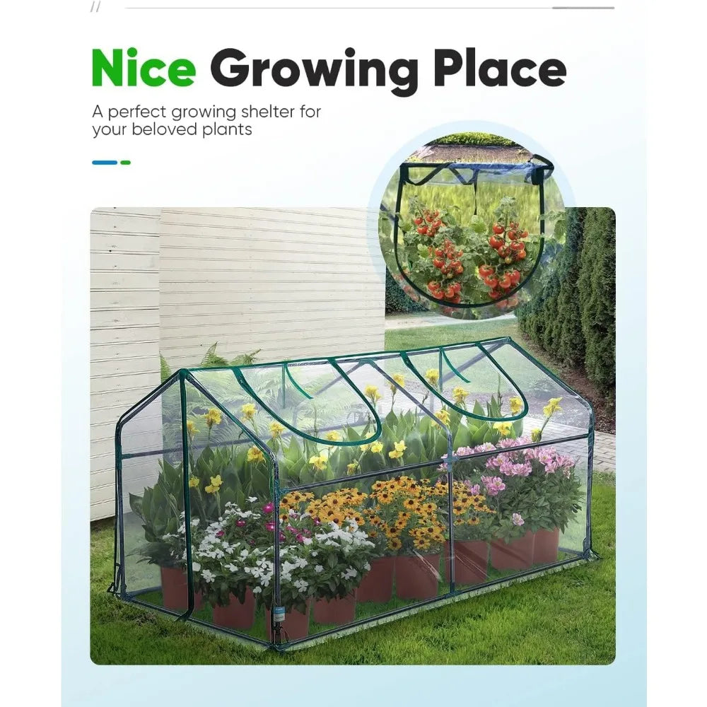 Portable Mini Cloche Greenhouse w/ Elevated Bottom, Reinforced Waterproof UV-Resistant  71" x 36" x 36"