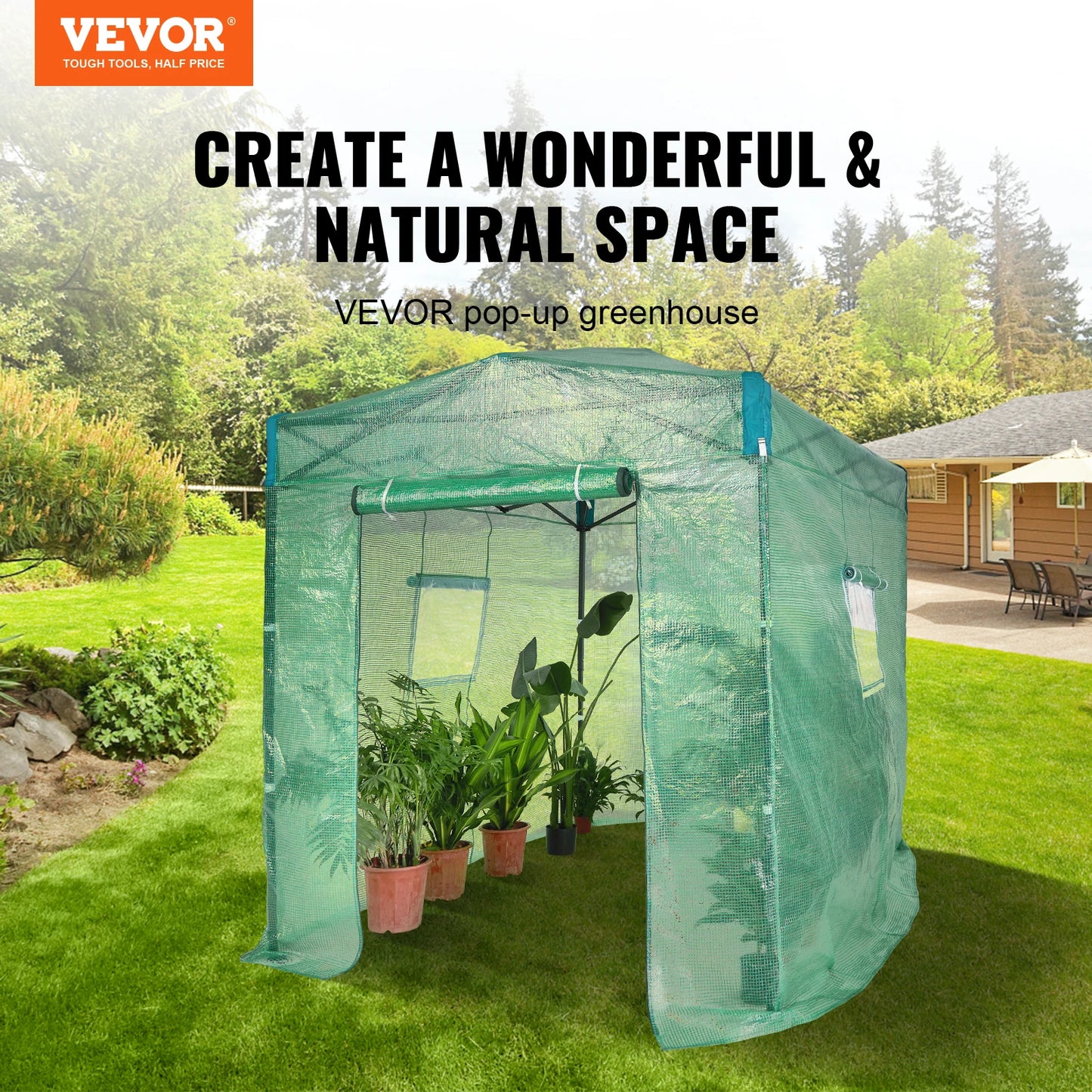 VEVOR Pop Up Greenhouse Outdoor Simplicity Pop-up Green House High Strength PE Cover for Garden