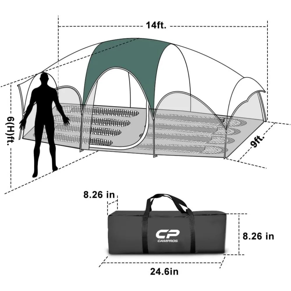 Awnings, Weather Resistant Family Tent,  Mesh Windows, Double Layer, Divided Curtain for Separated Room, Awnings