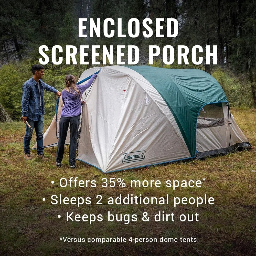 Cabin Camping Tent with Screened Porch, 4/6 Person Weatherproof Tent.