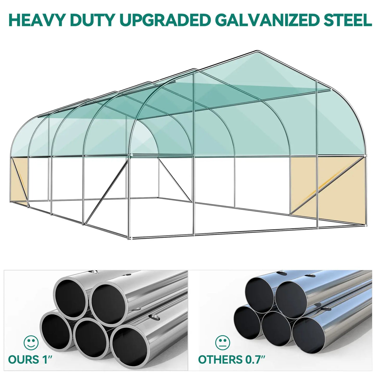 20x10x7' Heavy Duty Portable Walk-in Greenhouse Plant Gardening Galvanized Steel