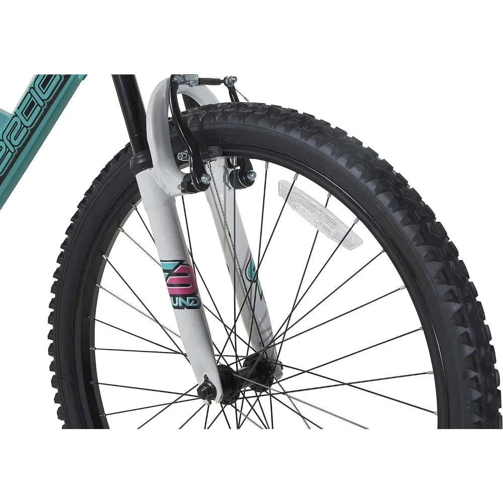 Vertical Dual Suspension Mountain Bike Girls 24 Inch Wheels with 18 Speed Grip  and Dual Hand Brakes